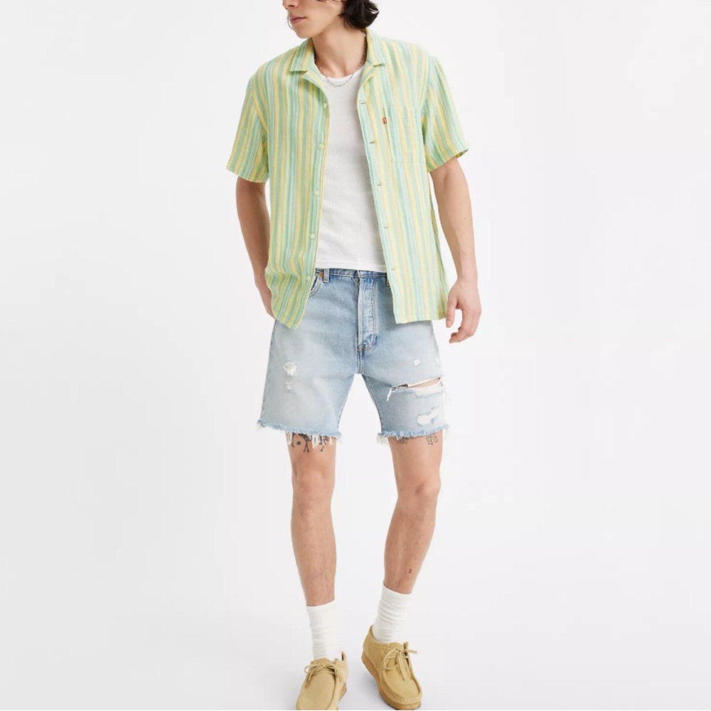 Zara Man Distressed jean shorts size 31 light wash